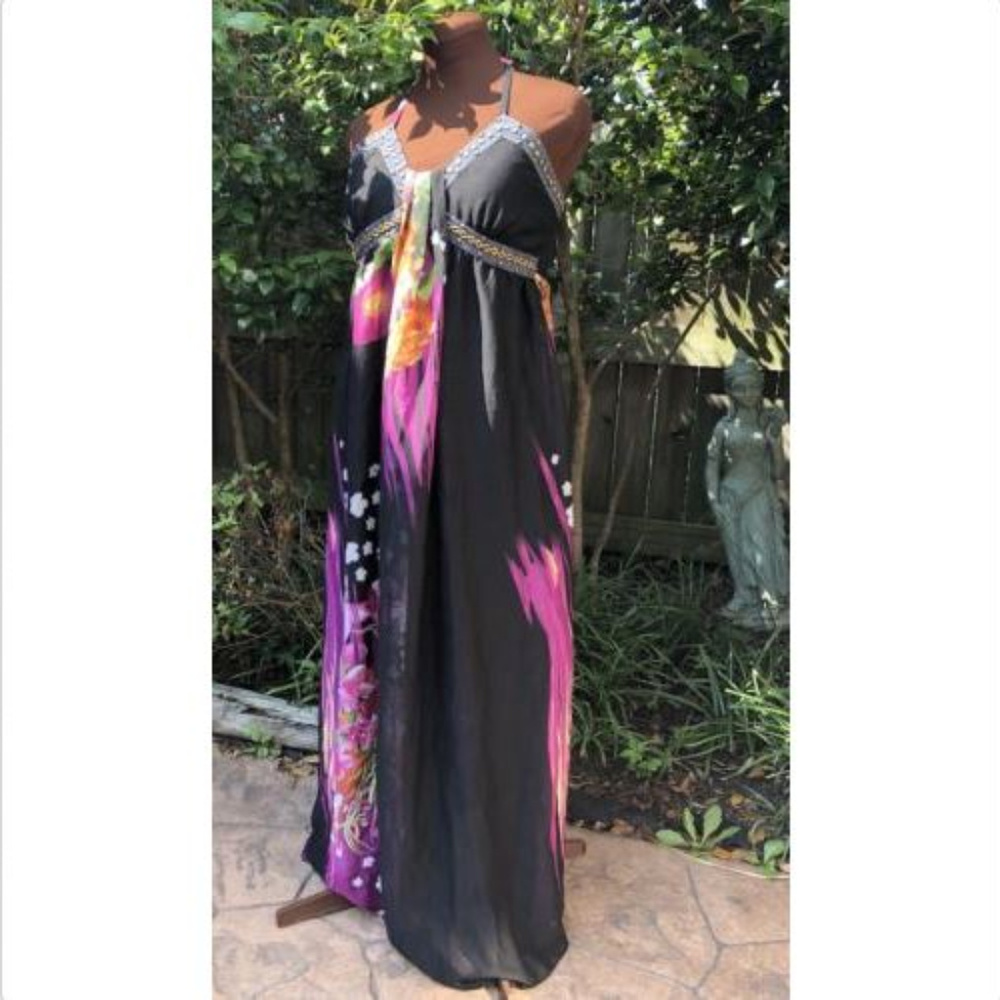 LILA DOROTHY PERKINS UK BOHO HALTER MAXI DRESS